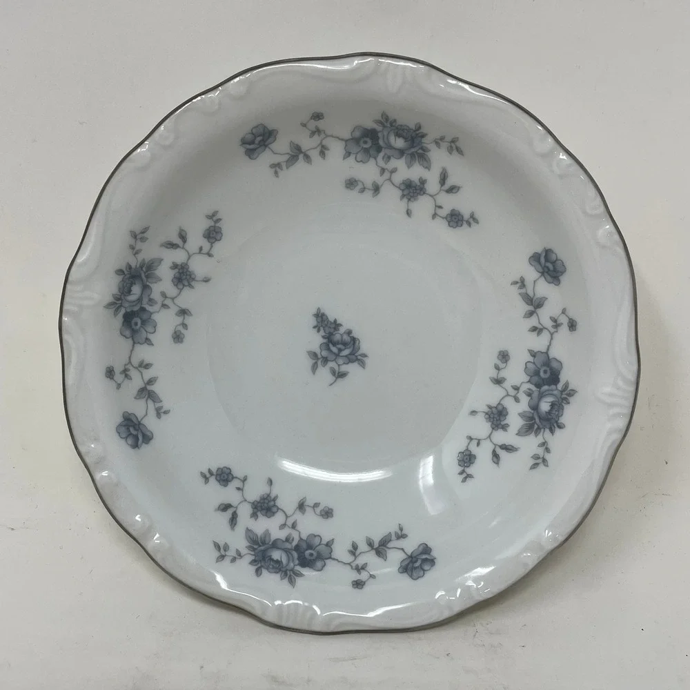 Johann Haviland Blue Garland Fruit Dessert Bowl 5 Inch Bavaria Germany Platinum